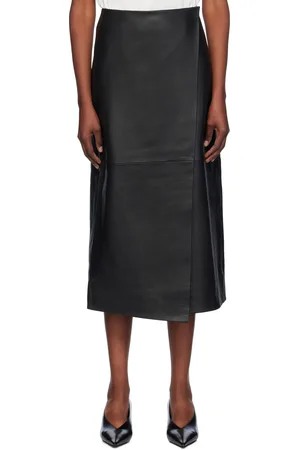 The Frankie Shop Black Hedi Leather Midi Skirt