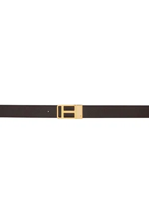 Tom Ford Brown & Black Soft Grain Leather Reversible Belt