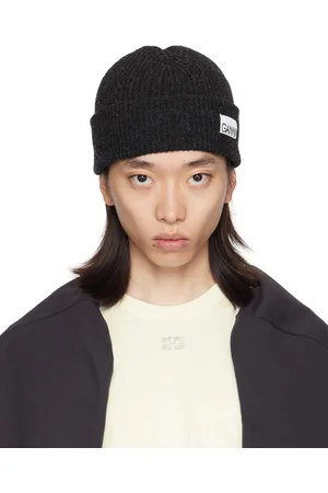 Ganni Gray Fitted Wool Rib Beanie