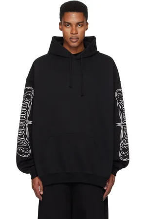 Vetements Black Metal Embroidered Oversized Hoodie