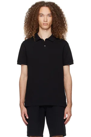 Sunspel Black Two-Button Polo