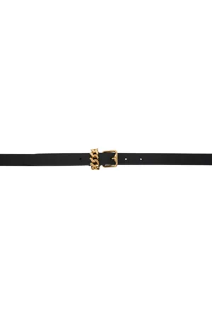 Burberry Black Leather B Buckle Chain Belt