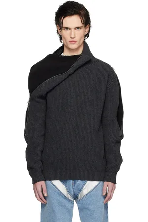 Y / PROJECT Gray Zip Insert High Neck Sweater