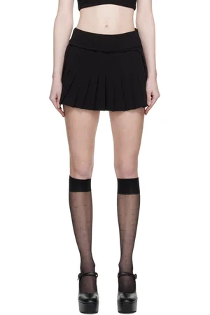 DANIELLE GUIZIO Black Pleated Miniskirt