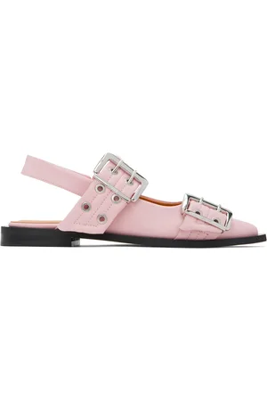 Ganni Pink Feminine Buckle Ballerina Flats