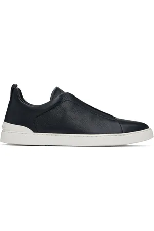 Ermenegildo Zegna Navy Triple Stitch Sneakers