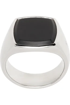 TOM WOOD Silver Cushion Onyx Ring