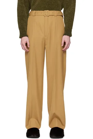DRIES VAN NOTEN Tan Belted Trousers