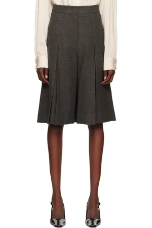 Recto Gray Inverted Box Pleat Shorts