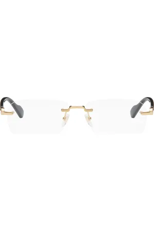 Gucci Gold & Black Rimless Glasses