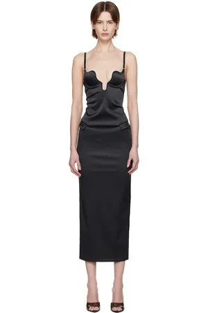 FLEUR DU MAL Black Seduce-U Plunge Midi Dress