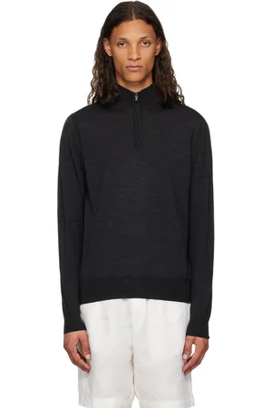 Sunspel Gray Half-Zip Sweater