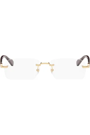 Gucci Gold & Burgundy Rimless Glasses
