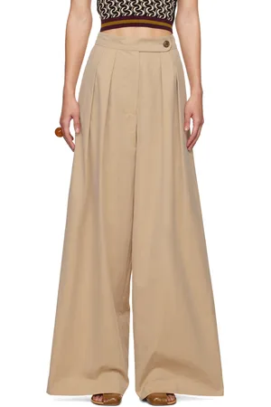DRIES VAN NOTEN Beige Pleated Trousers