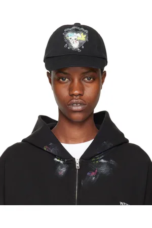 We11 Done Black Character Print Cap