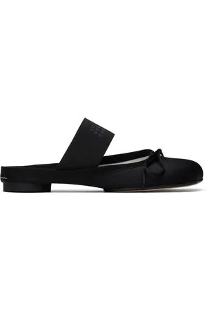 Maison Margiela Black Satin Anatomic Logo Ballerina Slippers
