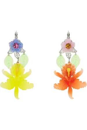 Petra Collins SSENSE Exclusive Pink & White Tarina Tarantino Edition Paradise Orchid Mismatch Earrings