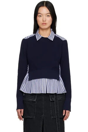 SACAI Navy Paneled Sweater