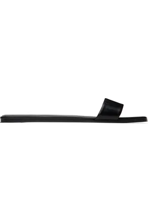The Row Black Lambskin Flat Sandals