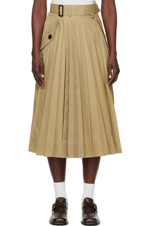 SACAI Beige Cotton Gabardine Midi Skirt