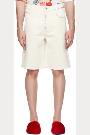 Marni White Embroidered Denim Shorts