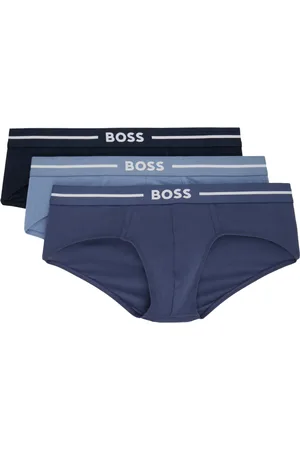 HUGO BOSS Three-Pack Navy & Blue Jacquard Logo Briefs