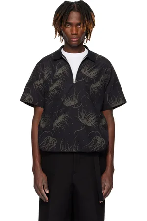 SACAI Black Dot Flower Print Polo
