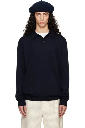 Maison Margiela Navy Elbow Patch Wool Polo