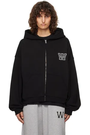We11 Done Black Pearl Logo Zip-up Hoodie