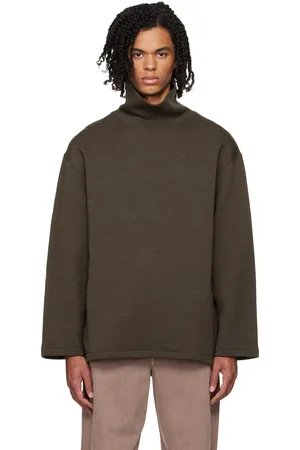 LEMAIRE Brown Mock Neck Sweatshirt