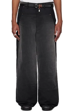 KHOKI Black Vintage-Effect Work Trousers
