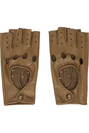 VALENTINO GARAVANI Brown VLogo Signature Nappa Fingerless Gloves