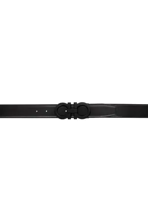 Salvatore Ferragamo Black & Navy Adjustable Gancini Reversible Belt