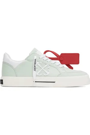 OFF-WHITE Green & White Canvas Vulcanized Sneakers
