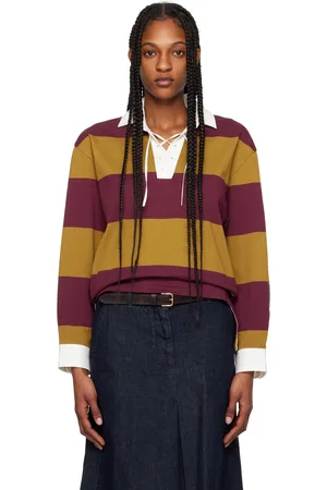 DRIES VAN NOTEN Tan & Red Striped Polo