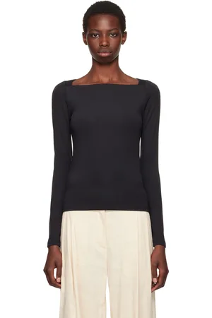 REMAIN Birger Christensen Black Square Neck Long Sleeve T-Shirt
