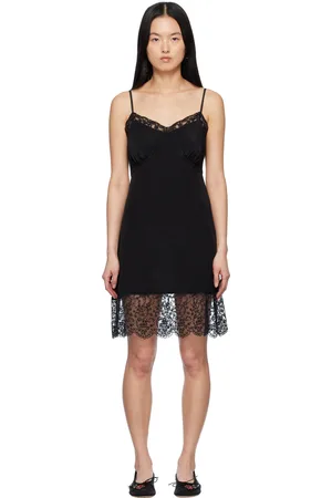Simone Rocha Black Deep Lace Trim Slip Minidress