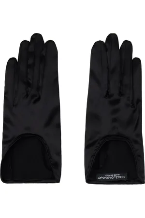 Dolce & Gabbana Black Short Silk Satin Gloves