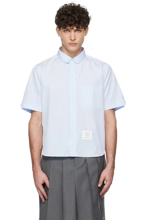 Thom Browne Blue Poplin Round Hem Shirt