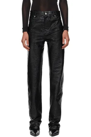 LU’U DAN Black Croc Faux-Leather Trousers