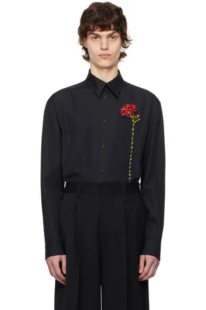 Simone Rocha Black Floral Appliqué Shirt