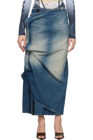Y / PROJECT Blue Velcro Denim Midi Skirt