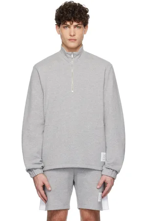 Thom Browne Gray Classic 4-Bar Jersey Half-Zip Sweatshirt
