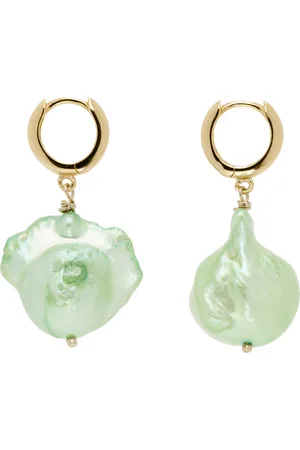 Gohar World Gold & Green Host Baroque Pearl Earrings
