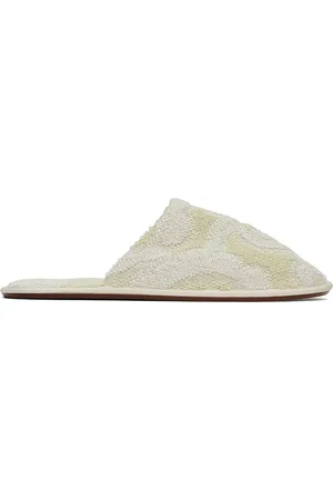 The Row Green & Off-White Frances Slippers