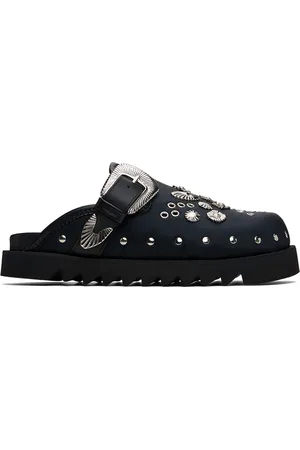 TOGA VIRILIS Black Eyelet Metal Sabot Slip-on Loafers