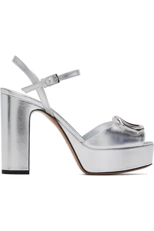 VALENTINO GARAVANI Silver Logo Heeled Sandals
