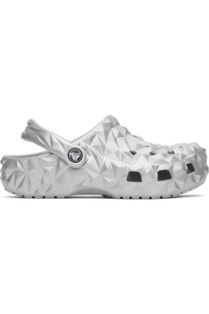 Crocs Silver Classic Metallic Geometric Clogs