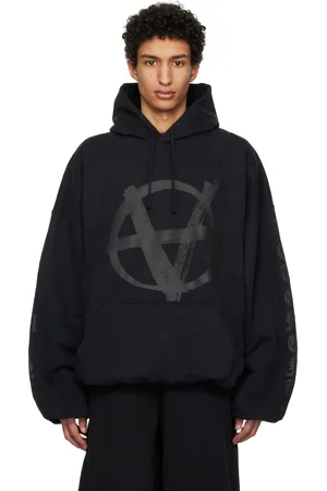 Vetements Black Double Anarchy Cropped Boxy Hoodie