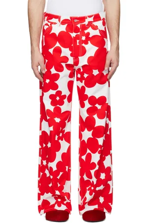 Marni Red & White Dillies Print Cargo Pants